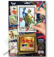 Раскраска карандашами по номерам Павлин Код: PBN-01-04 Изд: Danko Toys - Іграшки та набори для творчості