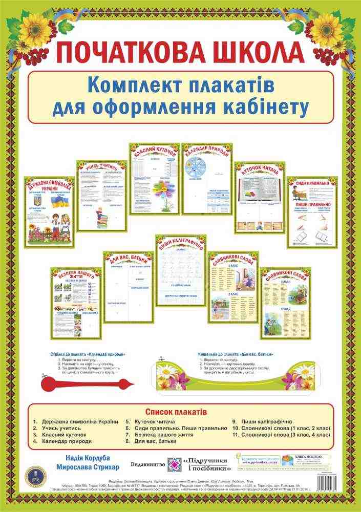 Початкова школа Комплект плакатів для оформлення кабінету Підручники і посібники - Оформлення предметних кабінетів