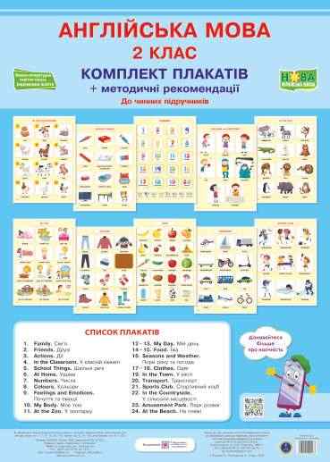 Комплект плакатів Англійська мова 2 клас + методичні рекомендації НУШ Косован О. Підручники і посібники Комплект плакатів Англійська мова 2 клас + методичні рекомендації НУШ Косован О. Підручники і посібники - Наочність 2 клас НУШ