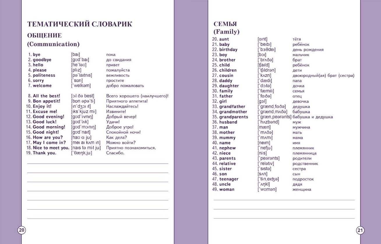 English vocabulary Английский словарик 1-4 класс Федиенко В. Школа - фото 2