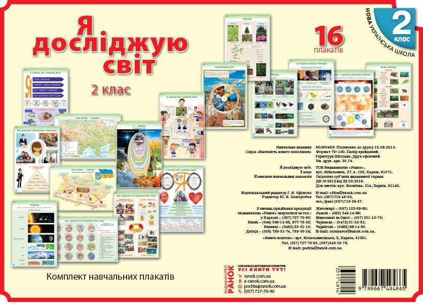 НУШ Наочність нового покоління Я досліджую світ Комплект навчальних плакатів 2 клас Ранок