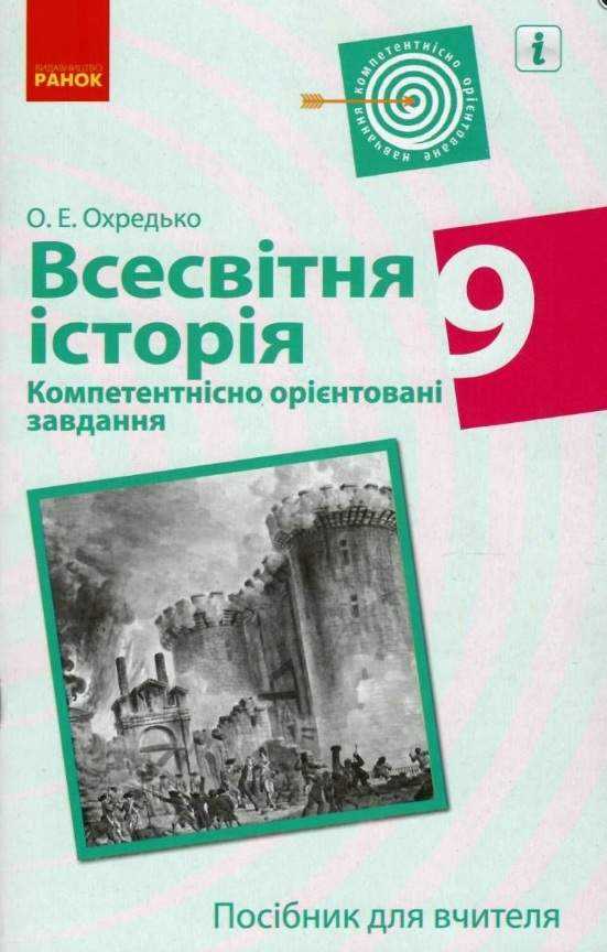 Всесвітня історія 9 клас Компетентнісно орієнтовані завдання Посібник для вчителя Охредько О. Ранок - Методика Історія 9 клас Нова програма