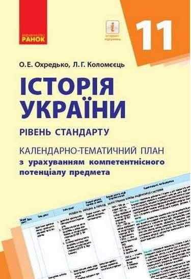 Календарно-тематичний план Історія України 11 клас Рівень стандарту Охредько О. Ранок Календарно-тематичний план Історія України 11 клас Рівень стандарту Охредько О. Ранок - Методика для вчителя 11 клас Оновлена програма
