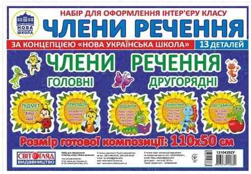 НУШ Набір карток Соняшники Члени речення Світогляд Ранок - Оформлення предметних кабінетів