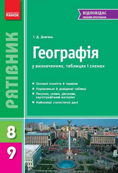 Географія у визначеннях таблицях і схемах 8-9 класи Рятівник Ранок Географія у визначеннях таблицях і схемах 8-9 класи Рятівник Ранок - Довідники з Географії