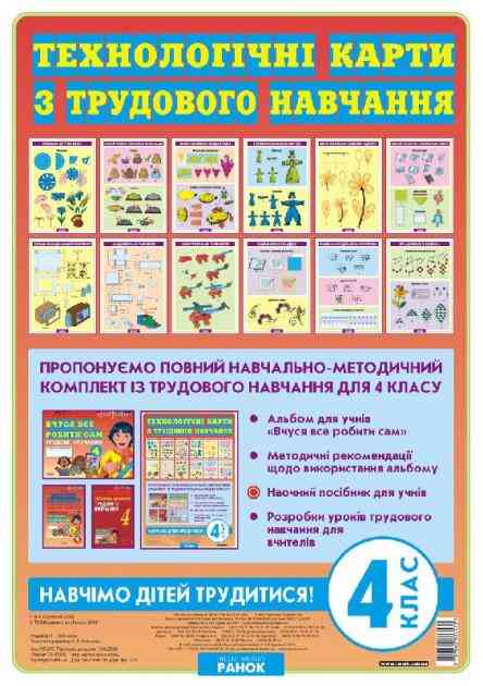 Навчально-методичний комплект Технологічні карти з трудового навчання 4 клас Авт: Хорунжий В.І. Вид-во: Ранок Навчально-методичний комплект Технологічні карти з трудового навчання 4 клас Авт: Хорунжий В.І. Вид-во: Ранок - Наочність 4 клас НУШ