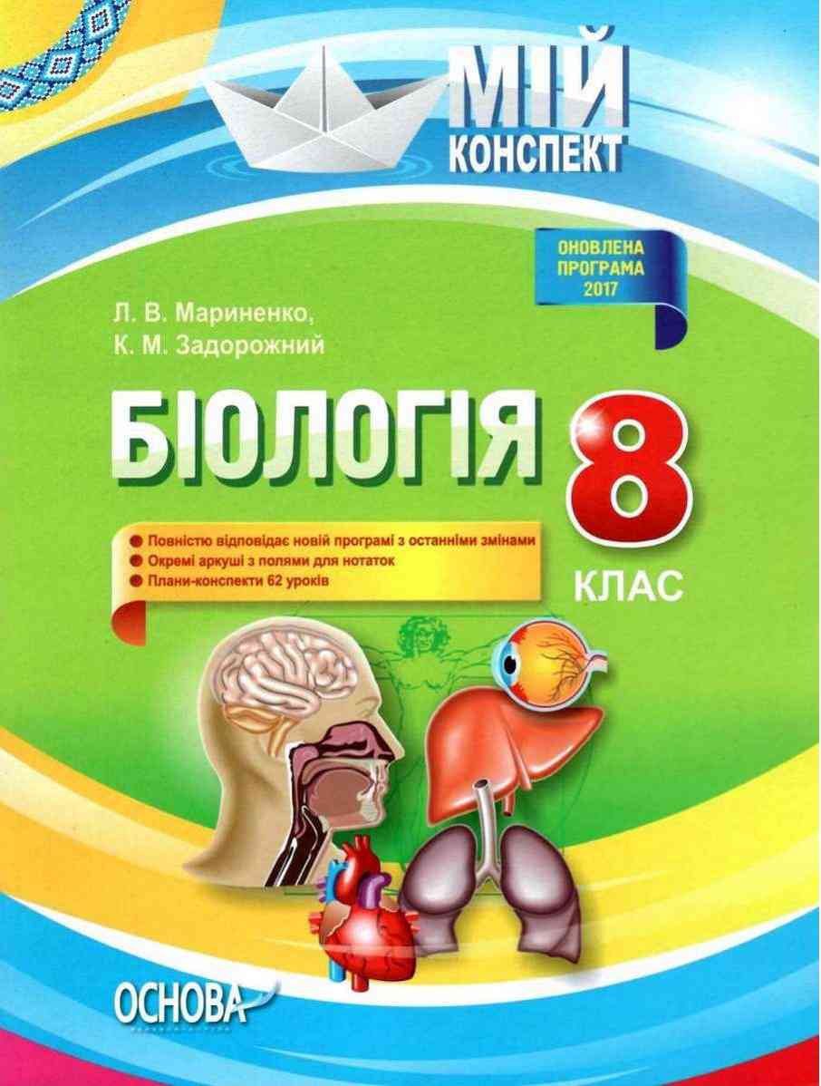 Мій конспект Біологія 8 клас Оновлена програма Мариненко Л. Основа Мій конспект Біологія 8 клас Оновлена програма Мариненко Л. Основа