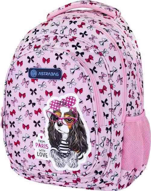 Ранець Astrabag 502021562 рожевий 39x28x15, 3 вiд, полiестер AB330 Sweet Dog With Bows ортоп. сп., свiтловiдб. ел Ранець Astrabag 502021562 рожевий 39x28x15, 3 вiд, полiестер AB330 Sweet Dog With Bows ортоп. сп., свiтловiдб. ел - Пенали, сумки, ранці
