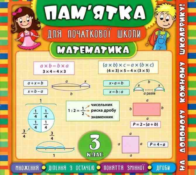 Пам’ятка для початкової школи Математика 3 клас Соколова І. УЛА Пам’ятка для початкової школи Математика 3 клас Соколова І. УЛА