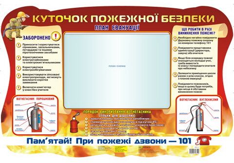 Стенд.Куточок пожежної безпеки - Оформлення предметних кабінетів