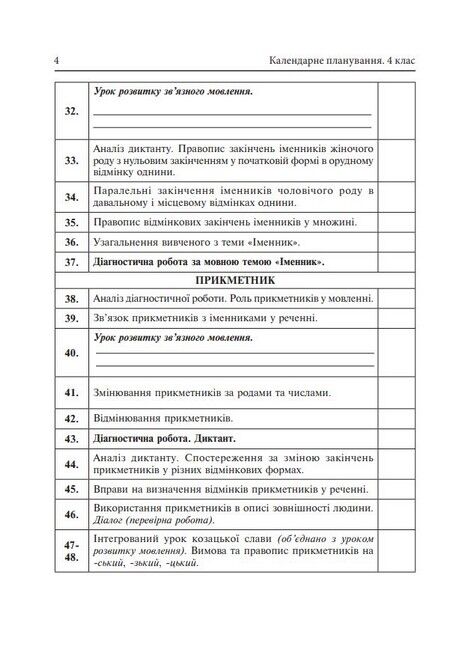 Календарне планування. 4 клас (до підручників видавництва Богдан) - фото 4