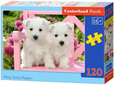 Castorland Puzzle 120 midi. White Terrier Puppies / Білі цуценята Castorland Puzzle 120 midi. White Terrier Puppies / Білі цуценята - Пазли