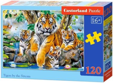 Castorland Puzzle 120 midi. Tigers by the Stream / Тигри біля струмка Castorland Puzzle 120 midi. Tigers by the Stream / Тигри біля струмка - Пазли