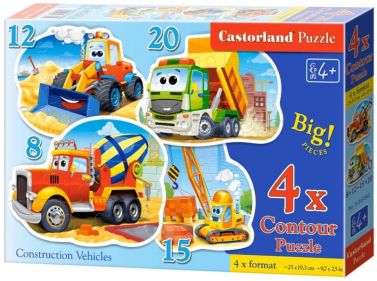 4х Puzzle (8,12,15,20). Construction Vehicles / Будівельний транспорт 4х Puzzle (8,12,15,20). Construction Vehicles / Будівельний транспорт - Пазли