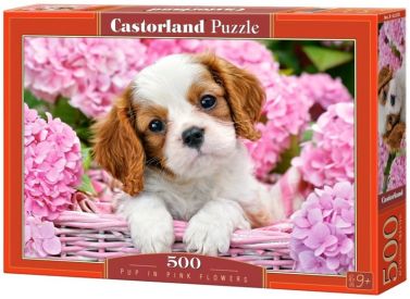 Castorland Puzzle 500. Pup in Pink Flowers / Цуценя у рожевих квітах - Пазли