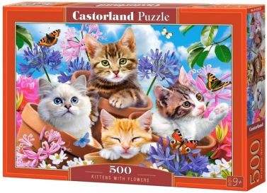 Castorland Puzzle 500. Kittens with Flowers / Кошенята серед квітів - Пазли