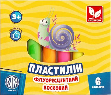 Пластилін круглий 6 кольорів восковий флуо Школярик Пластилін круглий 6 кольорів восковий флуо Школярик - Пластилін та аксесуари