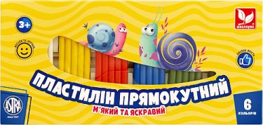 Пластилін прямокутний восковий 6 кольорів Школярик Пластилін прямокутний восковий 6 кольорів Школярик - Пластилін та аксесуари