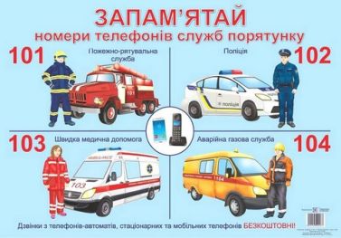 Номери телефонів служб порятунку Плакат Вознюк Л. Підручники і посібники Номери телефонів служб порятунку Плакат Вознюк Л. Підручники і посібники