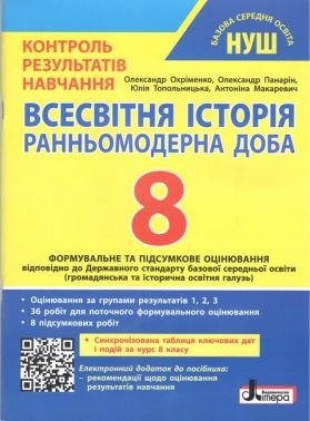 Контроль результатів навчання. Оцінювання за групами результатів. Всесвітня Історія 8 клас НУШ Авт: Вид-во: Літера Контроль результатів навчання. Оцінювання за групами результатів. Всесвітня Історія 8 клас НУШ Авт: Вид-во: Літера
